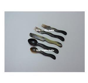 Ensemble de couverts en corne écologique de 5 pièces, ensemble de couverts très vendu, vaisselle, nouveau design, couverts en corne viking - Product Image 1