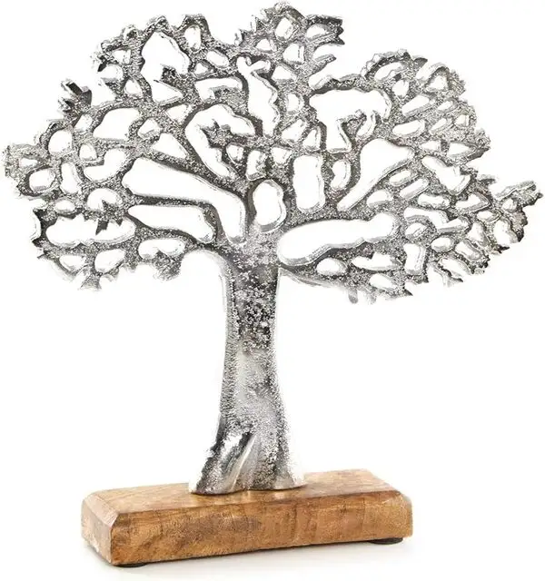 Bán buôn cây của cuộc sống con số làm bằng kim loại và gỗ Bạc cây điêu khắc cho thường vụ trang trí món quà sinh nhật handmade Craft