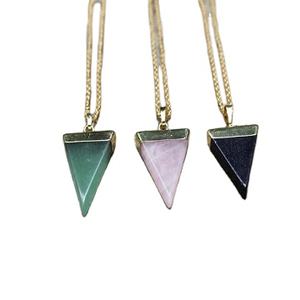 Natural Rose Quartz Smooth Triangle Gemstone 92.5 Sterling <b>Silver</b> 18"<b>long</b> Pendant <b>Necklace</b> Jewelry Wholesale - Product Image 1