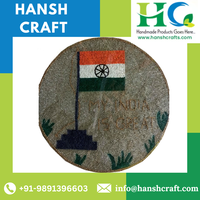 Napperons de drapeau indien faits à la main et tapis de tasse avec des tampons de table à manger ovales en perles de verre pour la maison et les hôtels Acheter maintenant!
