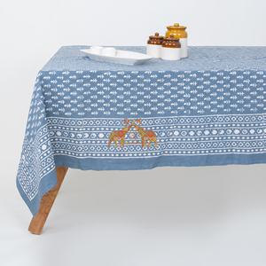 Mantel de Algodón Estampado a Mano con Bloques Dabu, Edición Limitada de Lujo, Diseño Floral, Hecho a Mano en India - Product Image 3