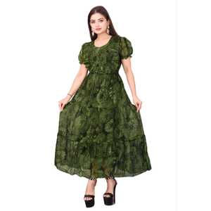 Lanzamiento de Nuevos Vestidos Modernos de Fiesta en Tela Georgette, de Secado Rápido, con Estampado Digital en Relieve, RADHE EXPORTS, para Todas las Temporadas, Ropa Casual - Product Image 1