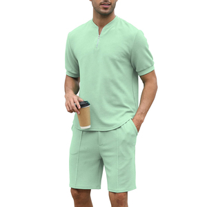 Ensemble de jogging pour hommes en gros 2025, ensemble de survêtement respirant, chemise et short, ensemble de fitness 2 pièces pour hommes - Product Image 5