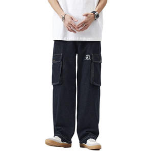 2025 été hommes décontracté droite Denim pantalon à la mode jean ample avec finition lavée en détresse Look pour rue poche jean - Product Image 2