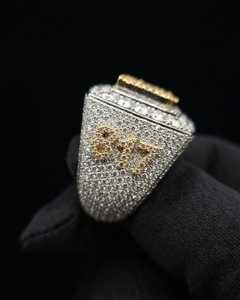 Luxury Custom Letter <b>Initial</b> Square Design Micro Pave VVS Moissanite Diamond Sparkling 925 Sterling Silver Rhodium Plated <b>Ring</b> - Product Image 3