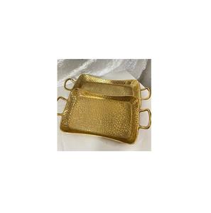 Plateau à chocolat en métal de style luxueux avec texture martelée adapté aux cadeaux de chocolats pendant Diwali Eid ou Noël - Product Image 1