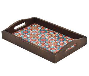 Plateau en bois de manguier fait à la main avec poignées, plateaux rectangulaires pour la cuisine, décoration de service naturelle, organisateur polyvalent et cadeau - Product Image 1