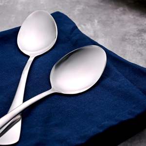 <b>Set</b> of 2 Sleek & Shiny Stainless Steel Spoons Mirror Polish Long Handle Cute Design for Coffee <b>Tea</b> Salad Party Use 10ml Capacity - Product Image 1