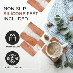 Sous-verre en résine de bois poli, style bohème, fait à la main, écologique, de haute qualité pour les boissons chaudes/froides - Product Image 3