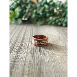 Navajo Made Copper & Sterling Silver Inlay <b>Ring</b> Size 6.25 Vintage Style - Product Image 1