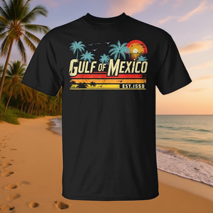 T-Shirt Vintage Stile Retro Golfo del Messico, Abbigliamento Promozionale Elegante - Product Image 3