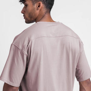 T-shirts de sport pour hommes, en coton 100%, à col rond, surdimensionnés, avec logo imprimé numérique personnalisé - Product Image 5