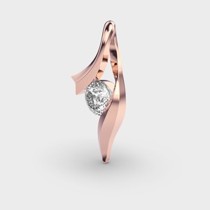 Pendentif solitaire flottant en diamant de laboratoire rond certifié IGI en or jaune/blanc et or rose 14 carats - Product Image 2
