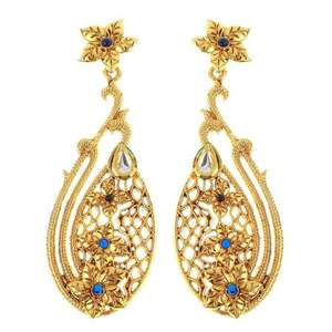 The99jewel Gold Plated Blue Kundan Danglers Elegant <b>Fine</b> <b>Dangle</b> <b>Earrings</b> - Product Image 1