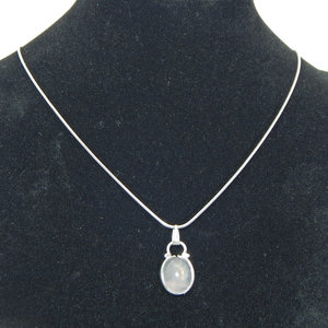 Cadena de serpiente de Plata de Ley 925, patrón geométrico de cuarzo blanco lechoso ovalado, joyería de oro rosa de moda, Diamante de circón principal - Product Image 2