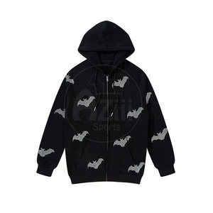 Custom Design Men Rhinestones Hoodies Autumn Hooded Digital Printing 100% Cotton Outdoor Use - Product Image 1
