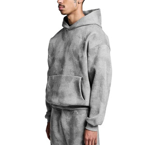 Sweats à capuche délavés vierges pour hommes poids lourd Logo personnalisé 100% sweats en coton éponge français surdimensionné unisexe Streetwear à capuche hommes - Product Image 2