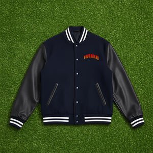 Chaqueta de invierno de alta calidad personalizada Chenille bordado logotipos cuerpo de lana invierno con capucha larga Varsity chaqueta de invierno con mangas de cuero para hombres - Product Image 1