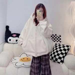 เสื้อกันหนาวมีฮู้ดสำหรับผู้หญิงทรงหลวมสไตล์เกาหลีน่ารักหูกระต่าย2ใบเทรนด์2025 - Product Image 4