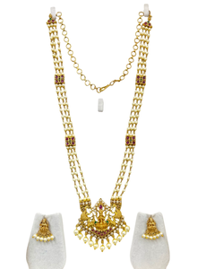 Ensemble de collier de perles longues et élégantes pour femmes et filles Bijoux de perles classiques avec boucles d'oreilles assorties Style traditionnel et contemporain - Product Image 2