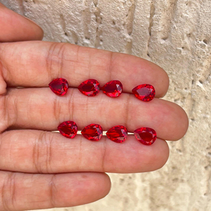 Cuarzo rojo calibrado 6x8mm pera facetada corte piedra preciosa suelta para la fabricación de joyas - Product Image 4