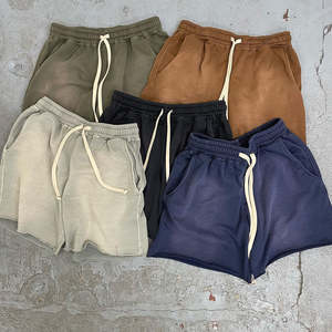 Personalizado Casual 100% algodón verano Vintage sol se desvaneció cordón en blanco pantalones cortos de sudor lavado ácido cintura media transpirable para hombres - Product Image 6