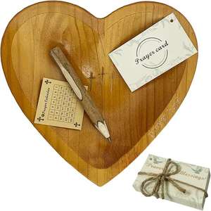 Bol de prière de congrégation en bois avec cartes de coeur cadeau religieux chrétien en bambou pour bol de pâte de prière d'Inde - Product Image 2