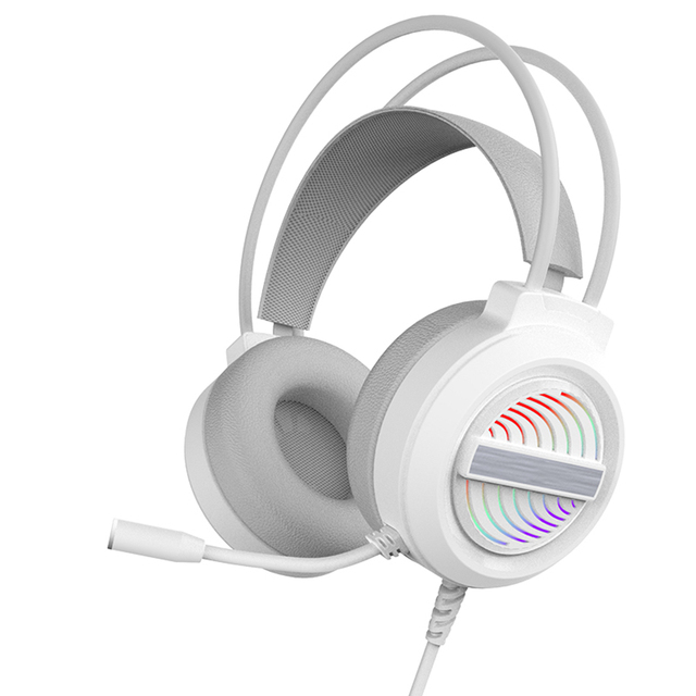 Wired Gaming 3.5mm Headset Over Ear RGB Lighting 7.1 Surround Sound Noise Cancelling with External Microphone for PC