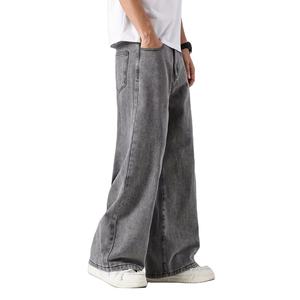 Jean en denim ample et respirant en coton pour homme, style streetwear vintage, avec logo personnalisé sur le devant, coupe droite décontractée et baggy - Product Image 2