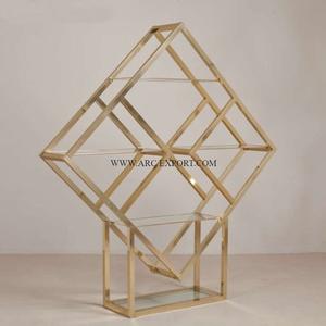 Centres de table décoratifs d'intérieur en cristal et laiton pour la maison Harlow Stands Lot de 2 Harlow de décoration de fleurs polies en argent et or - Product Image 2