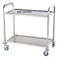Dernier chariot de service standard moderne en métal antique en acier argenté avec décoration unique de luxe à 2 niveaux pour servir des aliments Brekfast