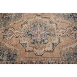 พรมวินเทจขนาด 4.4x6.9 ฟุต พรมตุรกี พรมลายดอกไม้สีเบจฟ้า - Product Image 5