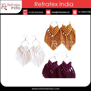 Boucle D'oreille fantaisie En Coton Macramé Bijoux - Product Image 4