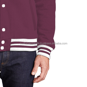 Custom Cotton Fleece Varsity <b>Jacket</b> with Embroidery and Stand Collar for <b>Men</b> - Product Image 6