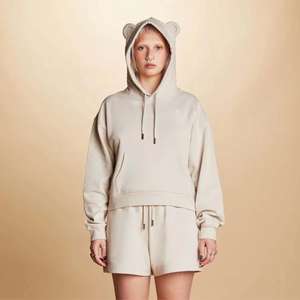 เสื้อมีฮู้ดผ้าฝ้าย100% เฮฟวี่เวทสำหรับผู้ชายพิมพ์ลายสีทึบแนวสตรีทแวร์พร้อมหูสปริง - Product Image 6