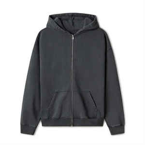 Algodón Boxy Zip up Hoodie Heavyweight Oversized doble cremallera Hoodies Custom Men Cropped Full Zip up Hoodie - Product Image 5