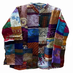 Main indienne fruits imprimé Floral coton Kantha tissu matelassé vêtements d'été veste femmes veste GC-AP-107. - Product Image 3