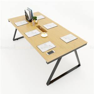 โต๊ะประชุม BFTB2015-Minimalist Modern TrapezBamboo2 ขนาด 200x100 ซม. พร้อมขาเหล็กปรับระดับได้ สำหรับโรงแรมและสำนักงาน - Product Image 1