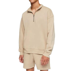 Fait sur mesure 100% coton 400 GSM automne et hiver grande taille pull décontracté demi-fermeture éclair sweat Streetwear sweat surdimensionné - Product Image 1