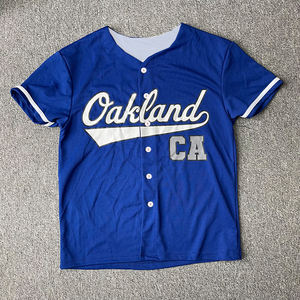 Camiseta de Béisbol con Estampado de Letras de California y Nueva York, Secado Rápido, Top Deportivo con Botones, Manga Corta, Jersey de Béisbol Unisex - Product Image 1
