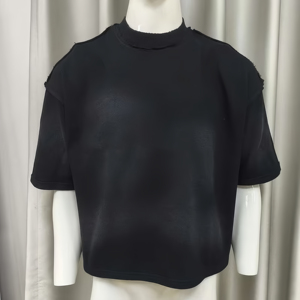 2025 Summer Custom 230gsm 100% Cotton Boxy T <b>Shirt</b> for <b>Men</b> Reverse Stitching Solid Pattern Acid Wash Knitted Blank high quality - Product Image 2