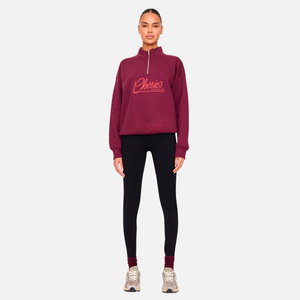 Top Qualité Prune Cheries Café Bouffée Imprimer Demi Zip Sweat Matériel Polaire Dos Sweat Col Col Haut - Product Image 1