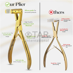 Pince professionnelle pour extensions de cheveux en ruban adhésif Pince à sceller en acier inoxydable durable Outil de préhension antidérapante Finition couleur or - Product Image 2
