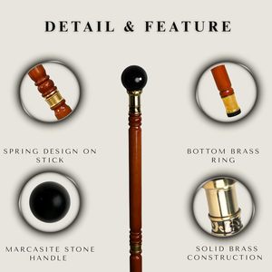 ไม้เท้าทำมือประดับลูกแก้วอาเกต ด้ามจับรูปตัว T ของขวัญตกแต่งทันสมัยสำหรับกิจกรรมกลางแจ้งและตั้งแคมป์สำหรับผู้ใหญ่ - Product Image 3