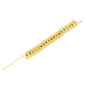 Nueva Pulsera de Plata de Ley Única con Baño de Oro y Cuentas de Turmalina para Mujer, Ideal para Fiestas y Eventos - Product Image 1