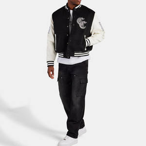 Dernière veste universitaire noire de haute qualité pour hommes Letterman College Baseball Bomber veste chaude col côtelé avec poignets - Product Image 1