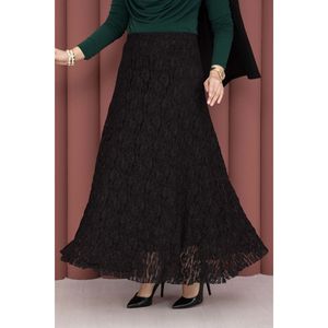 Premium Black <b>Lace</b> Skirt Soft Spandex with Digital Print Straight and Wrap Styles for Work Spring and Autumn Seasons - Product Image 2