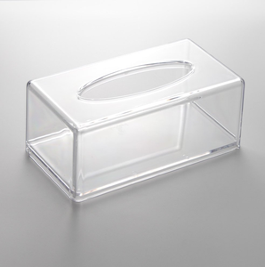 Caja de pañuelos de acrílico y latón transparente personalizada, caja de almacenamiento de pañuelos rectangular, servilletero Simple - Product Image 1