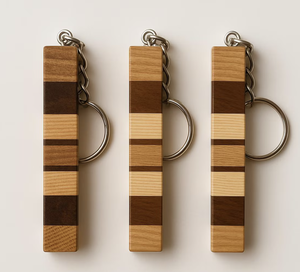 Venta al por mayor de madera de haya de bambú de cuero llavero de madera en blanco rectángulo redondo liso para grabado láser DIY etiquetas artesanías de madera regalo - Product Image 4