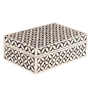 Caja de joyería artesanal de resina de alta calidad hecha a mano, caja decorativa multiusos ecológica con incrustaciones de hueso para el hogar - Product Image 4